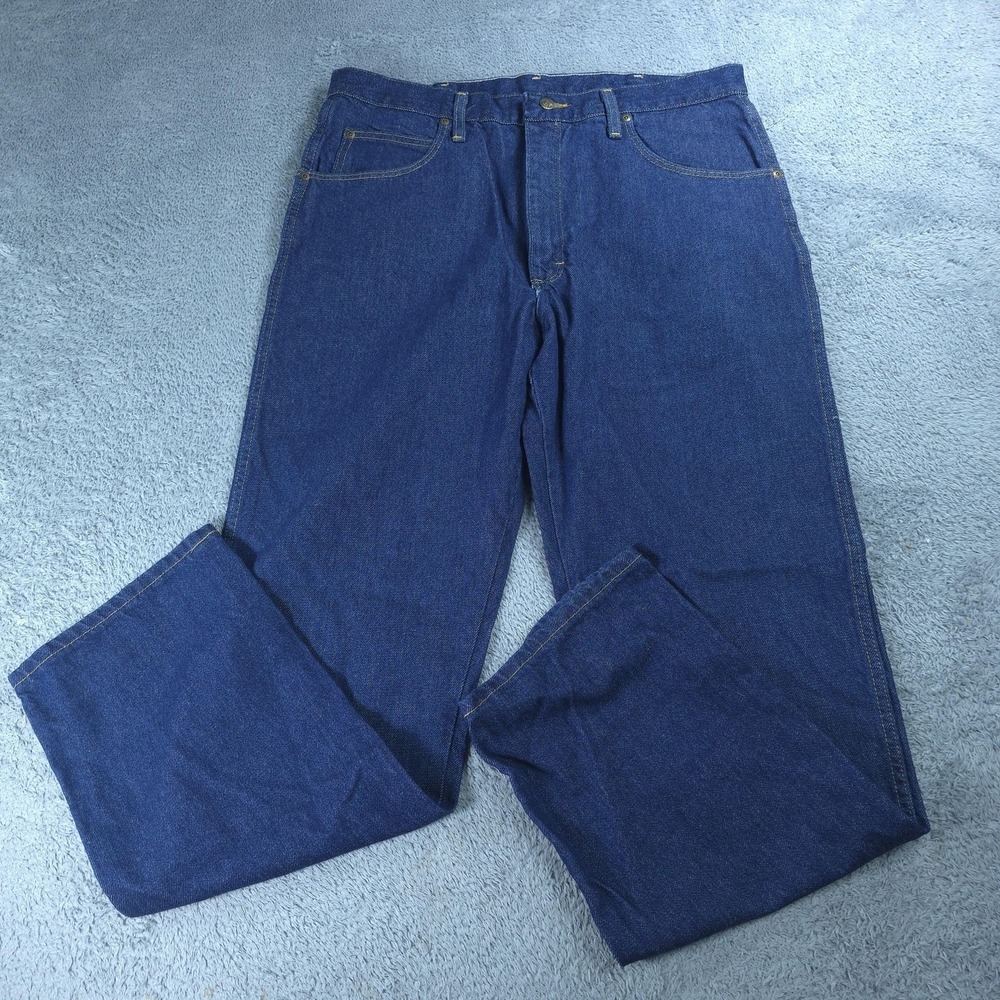 Red Kap PD60PWS Jeans Mens 36x32 Blue Dark Wash Relaxed Straight Denim Work